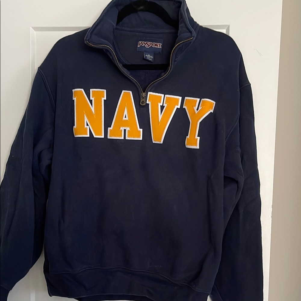 Jansport Navy Blue Pullover with Yellow Lettering